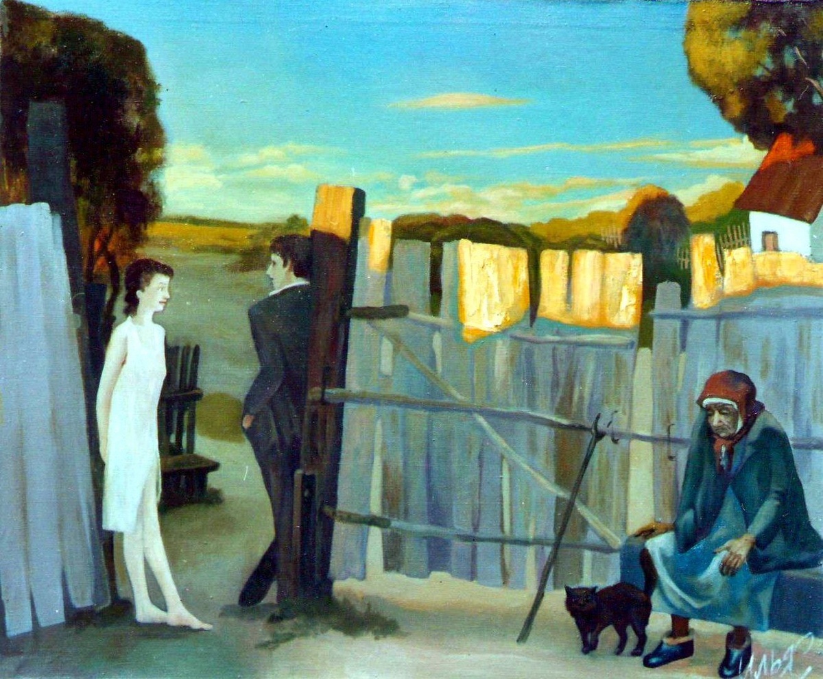 © Ильяс Усманов. Первая любовь. Холст, масло. 90 х 108 см. 2002 г.). Частное собрание Шевцова.