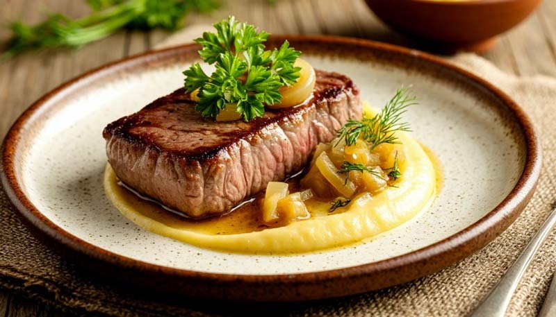 Телячье филе с луковым пюре из романа "Дело Николя ле Флока"