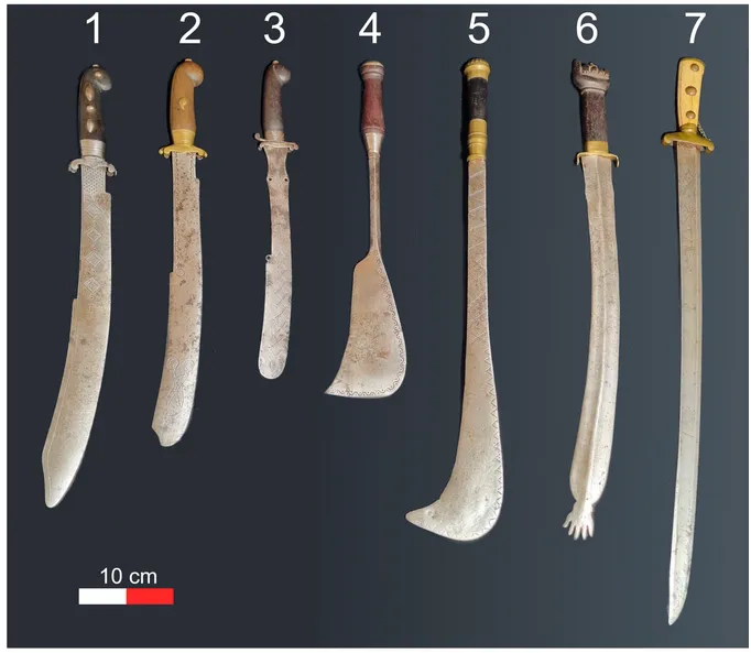 Мечи Дагомеи 1–6 и европейский меч 7