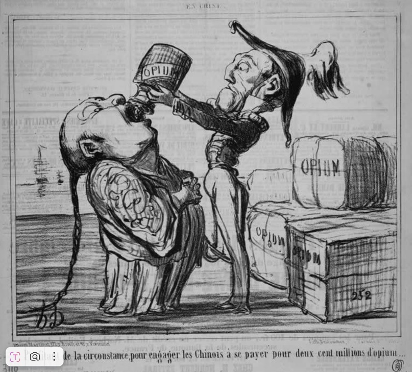 «Иностранное лекарство» – британская торговля опиумом в Китае, французская карикатура середины XIX века
Фото: Опиумные войны в Китае