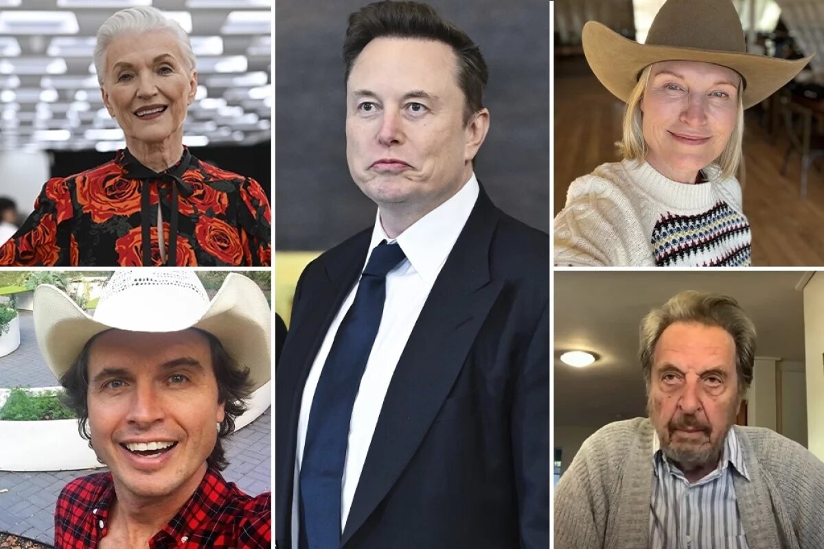    Мэй Маск, Илон Маск, Тоска Маск, Кимбал Маск, Эррол Маск.