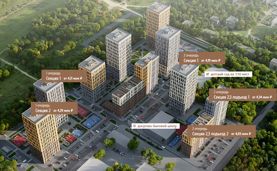 Генплан первых очередей строительства. С сайта застройщика