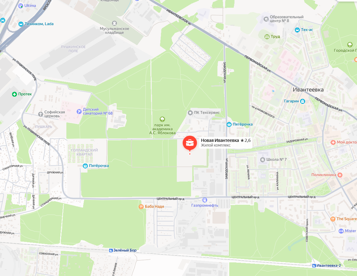 Расположение первой очереди строительства. данные ЯндексюКарты