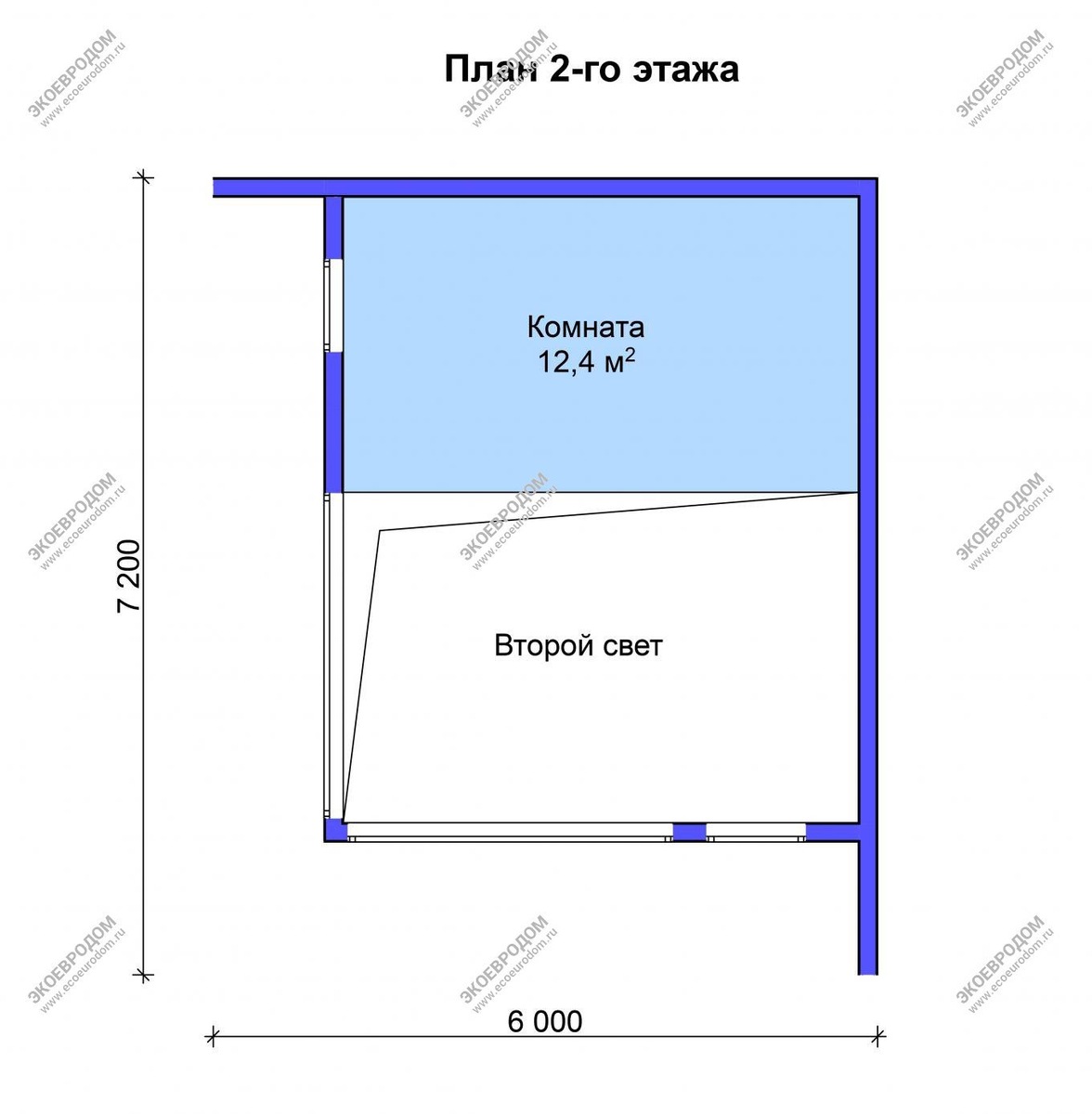 План второго этажа с отдельной комнатой