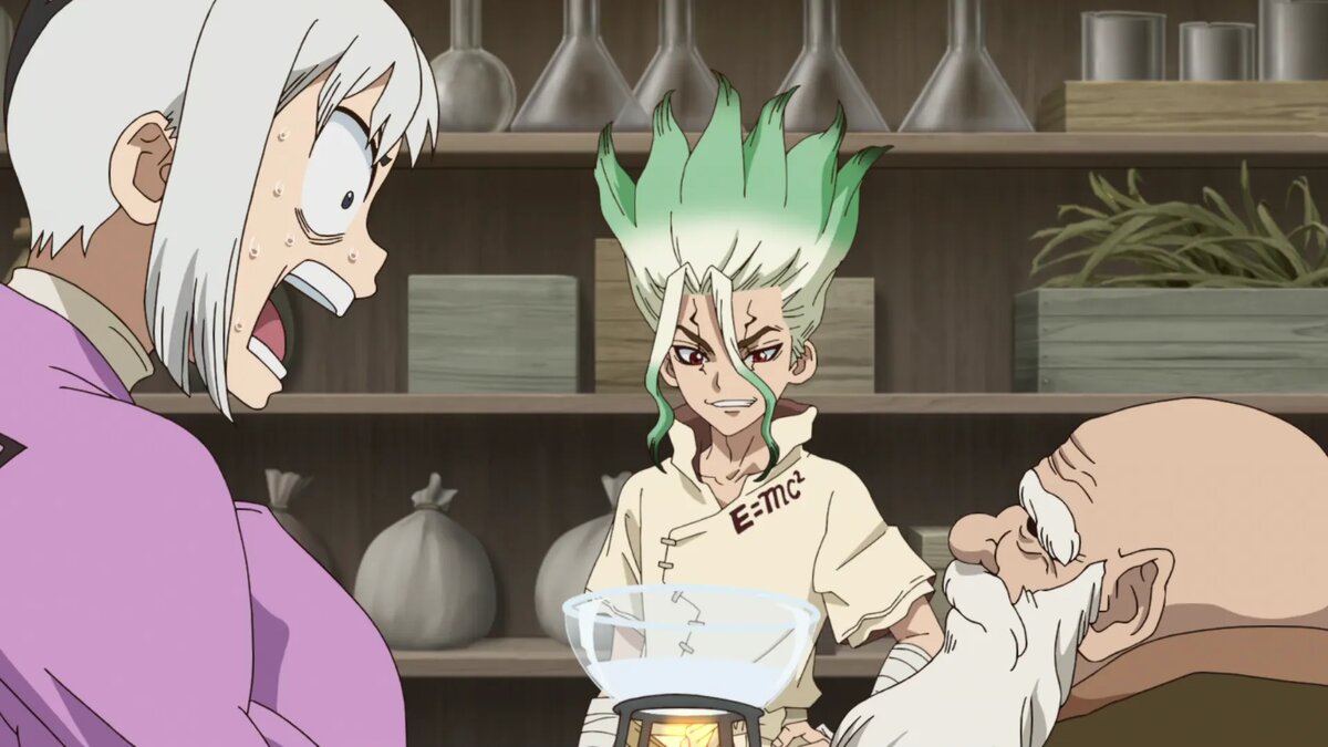 Кадр из аниме аниме «Доктор Стоун»   📷