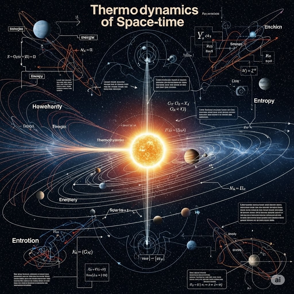 ИИ Gemini. Промт: «"Термодинамика пространства-время" с акцентом на солнечную систему»