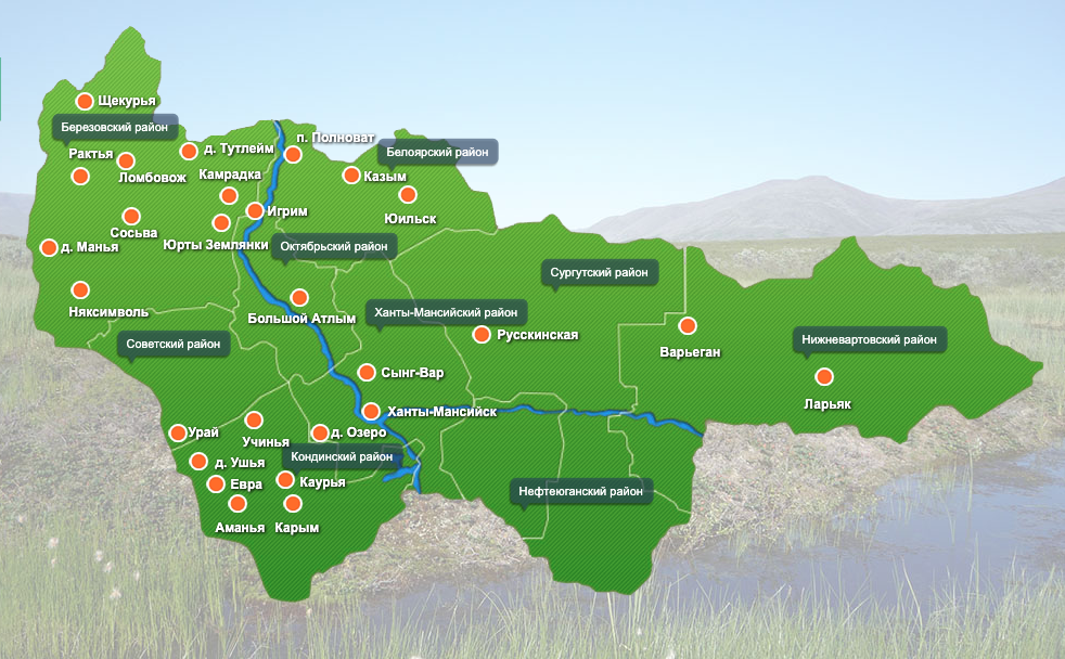 Литературная карта Югры. Источник: map.ouipiir.ru