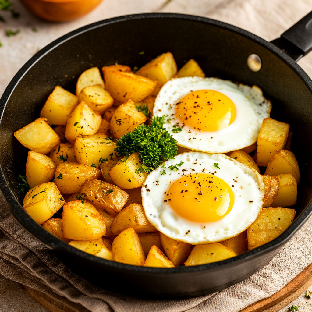 Картошка с яичницей