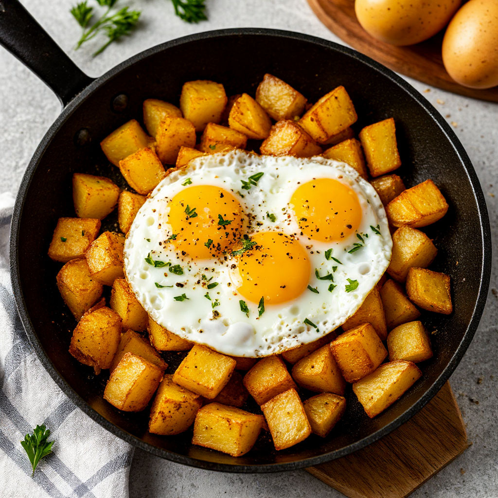 Жареный картофель на сковороде