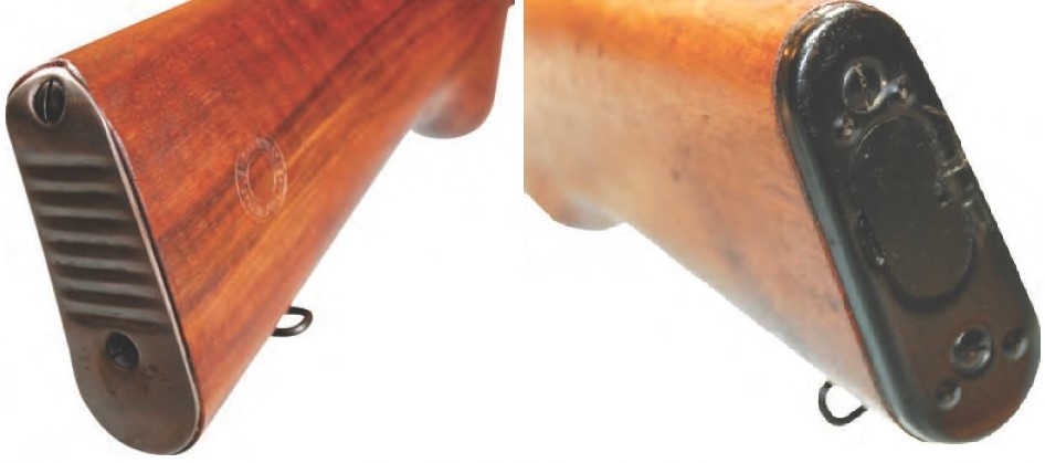 Слева затыльник приклада винтовок Венесуэльского, Колумбийского и Индонезийского контрактов. Справа затыльник приклада Бельгии, Люксембурга, Бельгийского Конго, Аргентины и Бразилии.