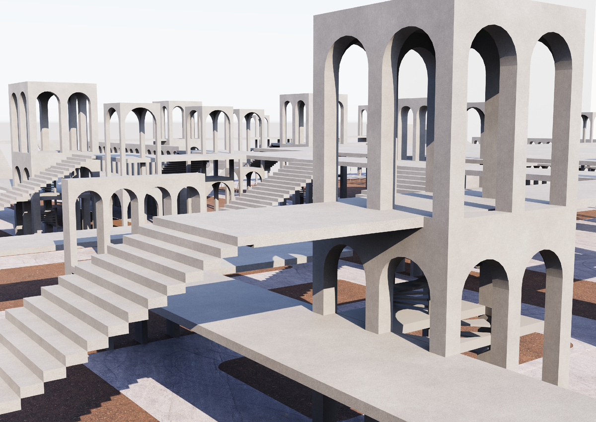 Фрагмент из моей студенческой работы по благоустройству дворовой территории "Однажды Эшер приехал в Махачкалу"