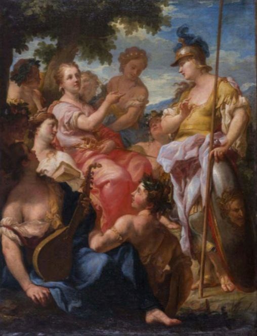 Антонио Молинари. Афина в окружении Муз. Начало 18 века.