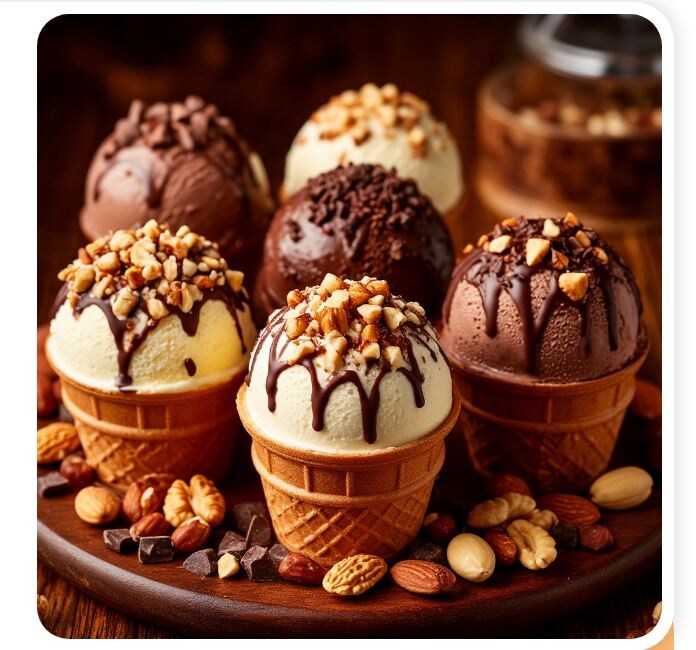 Шоколадное мороженое с орехами 