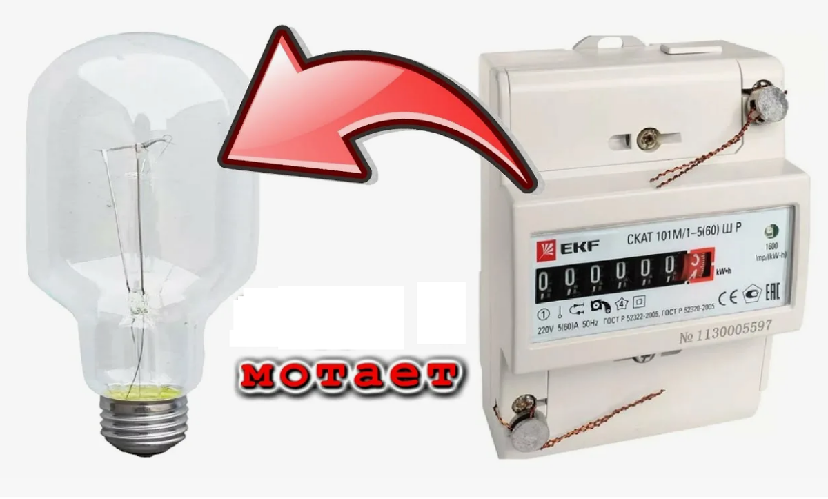 лампочка горит (светит), то счетчик крутится (мотает)