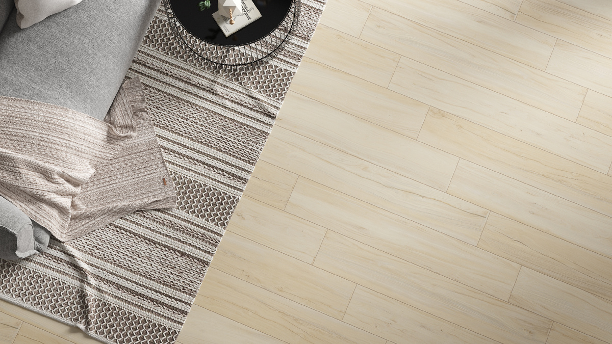 Укладка со смещением на примере керамогранита под дерево Alleya от бренда KERRANOVA