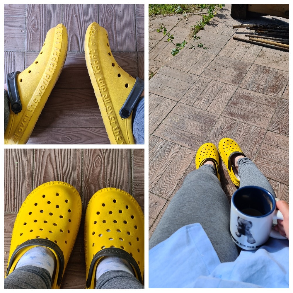 Мои фотогеничные жёлтые кроксы. Фото из личного архива автора.