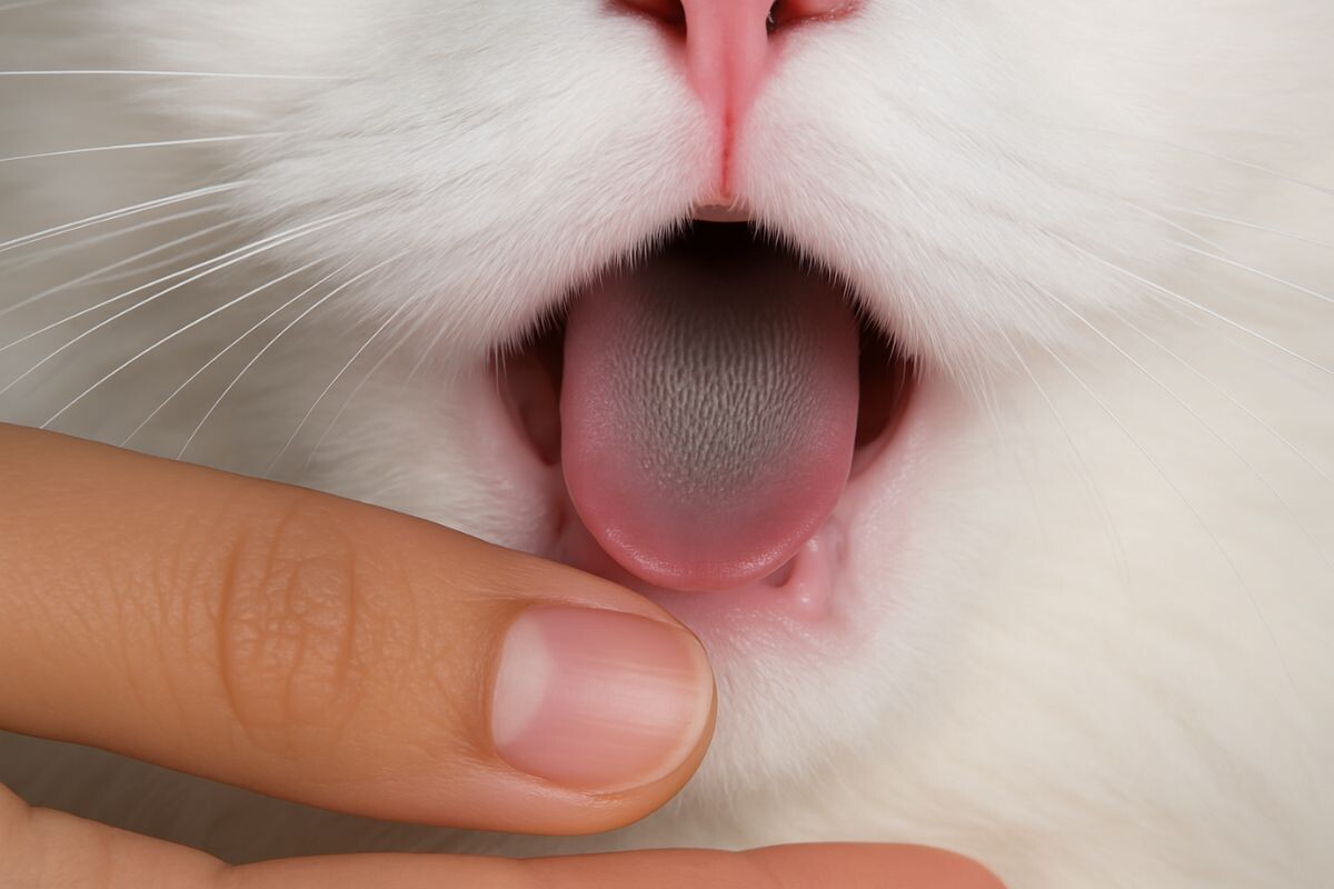 Почему у кошки чёрный язык 