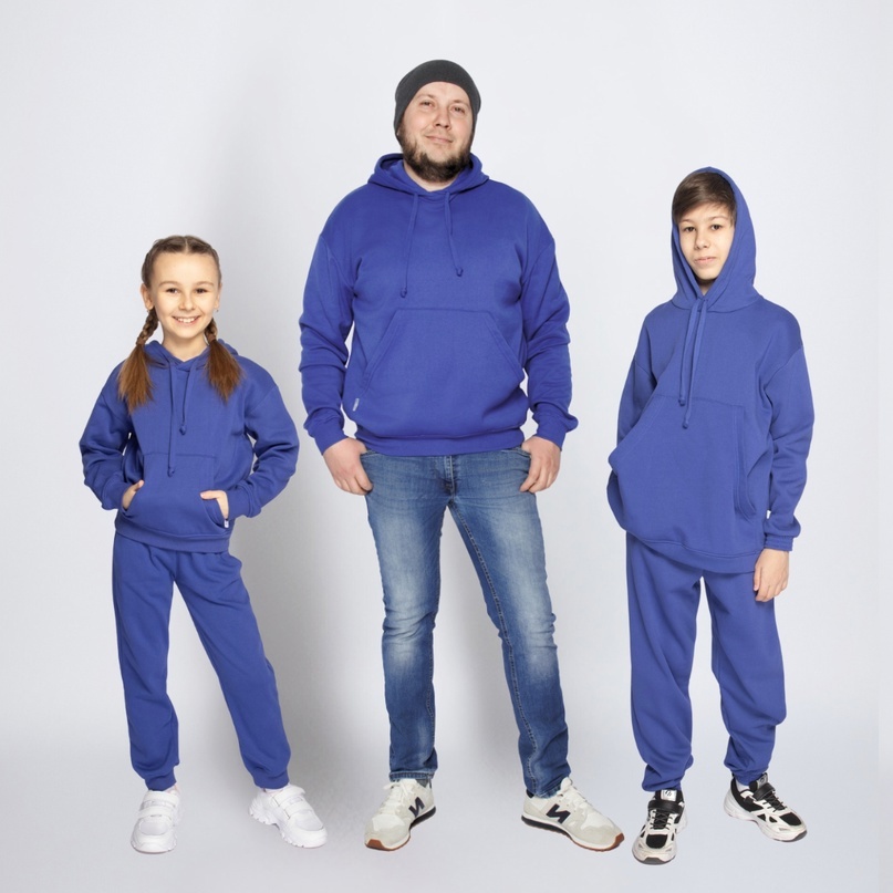 Худи васильковые WB: 313823958 (взросл.); 313841269 (детск.)