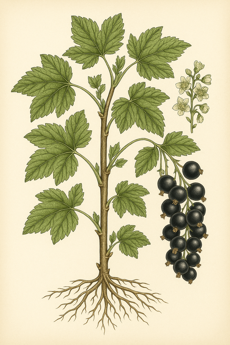 Схема растения: Черная смородина ( Ribes nigrum )