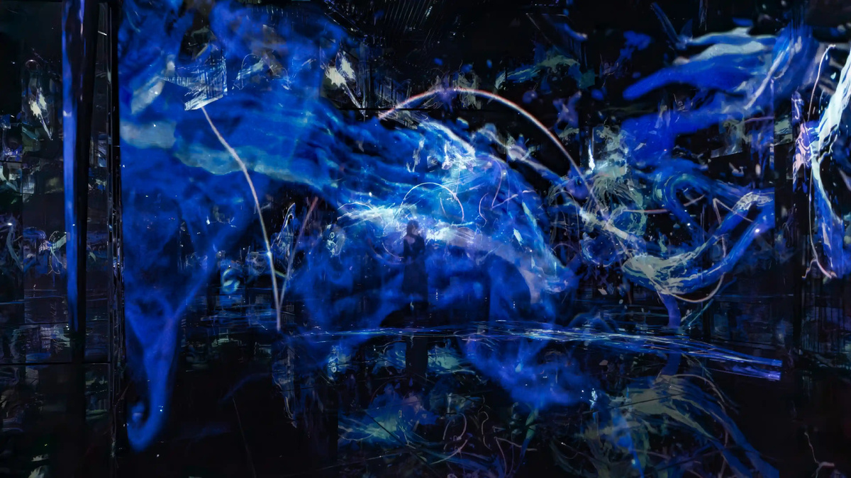 Continuous trajectories fill up the space, becoming a three-dimensional form.