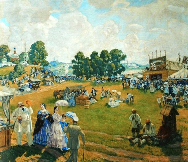 Кустодиев. "Троицкое гуляние", 1917г.