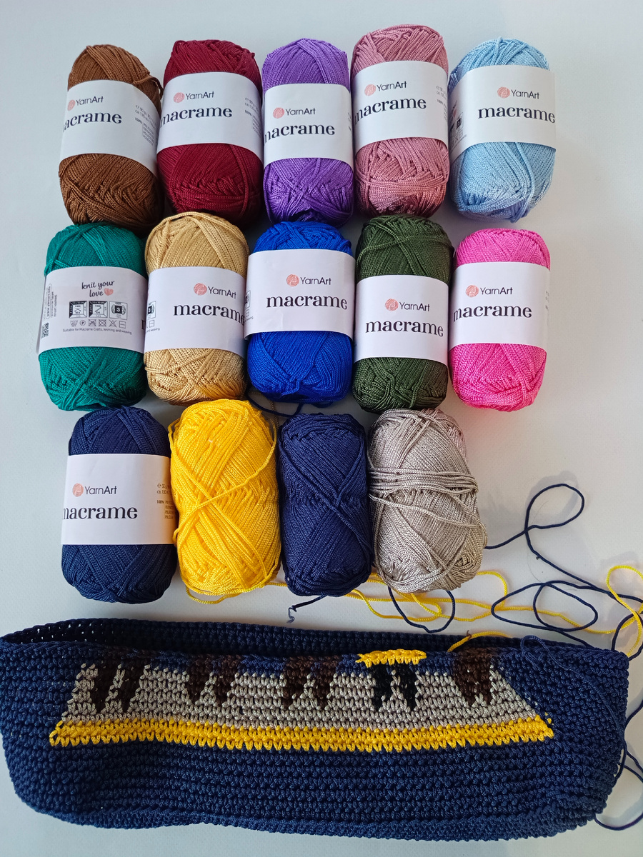 Нитки, использованные для вязания сумки