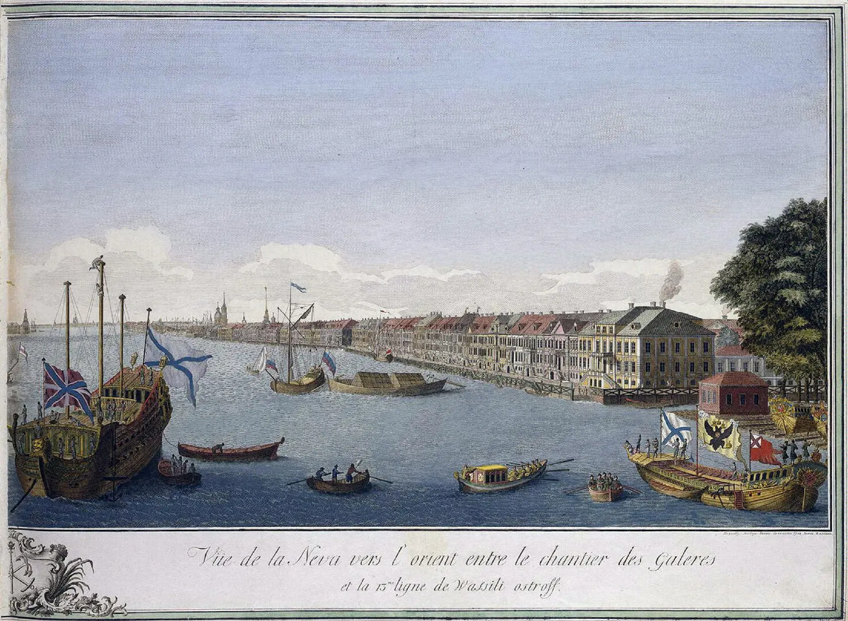 Вид вверх по Неве реке между Галерной верфью и 13-й линией Васильевского острова
И. П. Еляков
