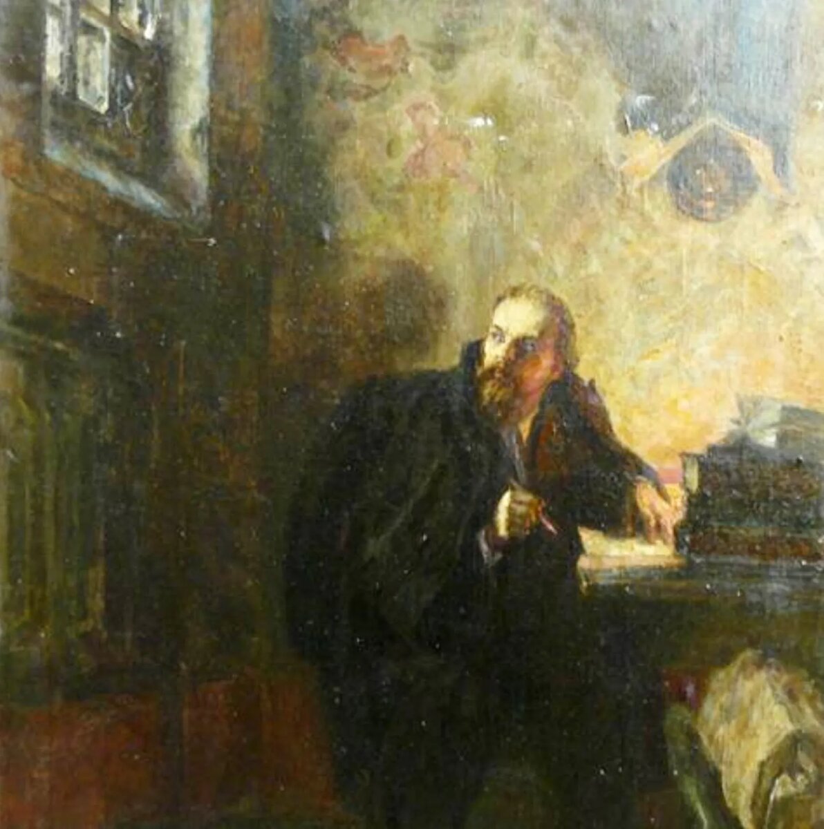 Как отмечал сам Виктор Цветков, его картина — о стойкости характера, несокрушимой воле: «Я не мог себе представить Ленина узником, печальным и страдающим. Для меня он всегда — вдохновенный ученый и борец за народное дело»./РЕПРОДУКЦИЯ АВТОРА