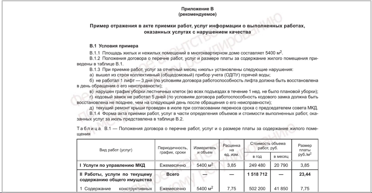 В ГОСТе есть несколько приложений, среди которых – критерии оценки качества (А), форма акта о его нарушении (Б) и пример его заполнения (В)