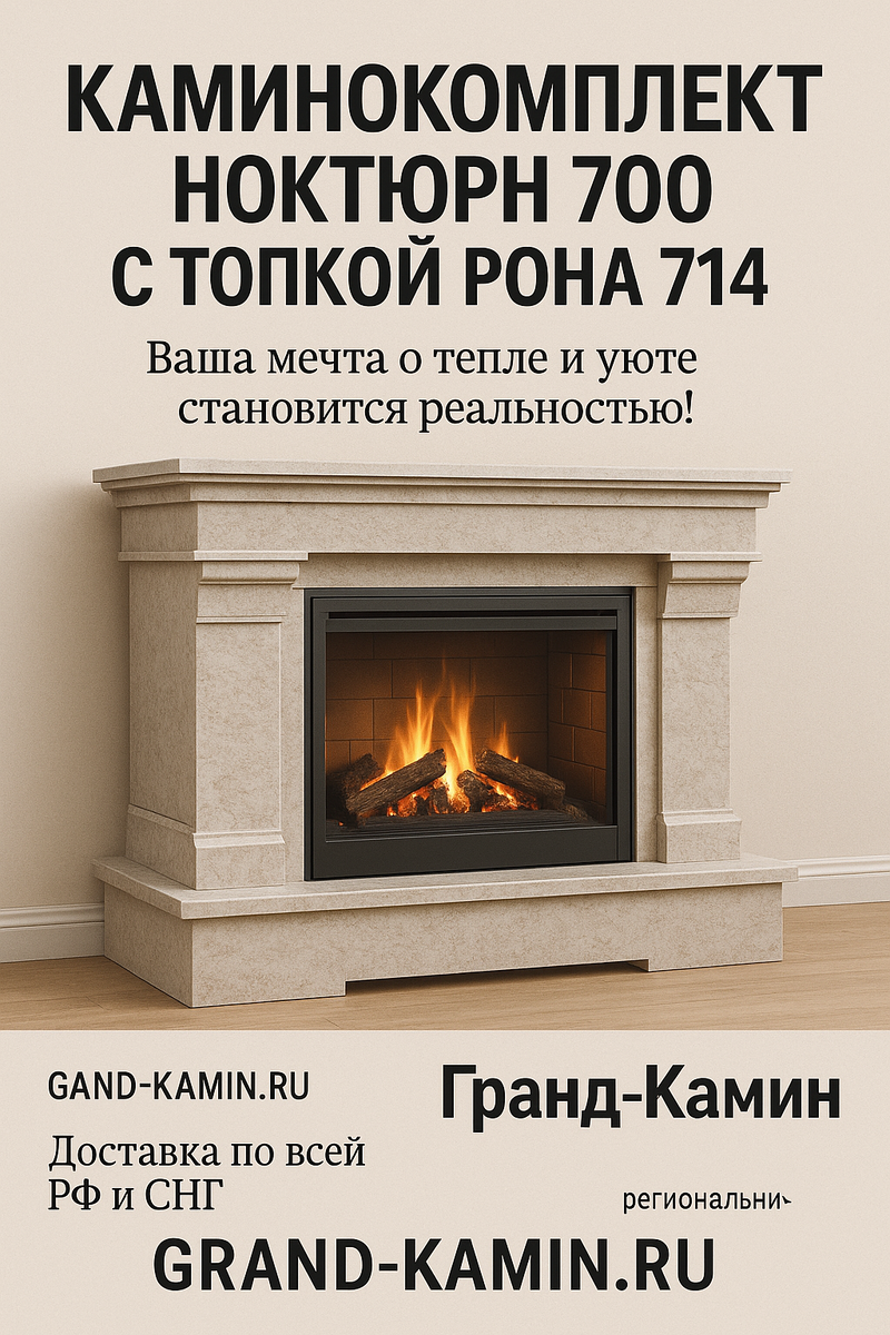    Каминокомплект Ноктюрн 700 с топкой Рона 714 Ш: ваша мечта о тепле и уюте становится реальностью! Kamin