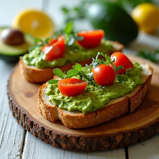 Тосты с авокадо и помидорами
