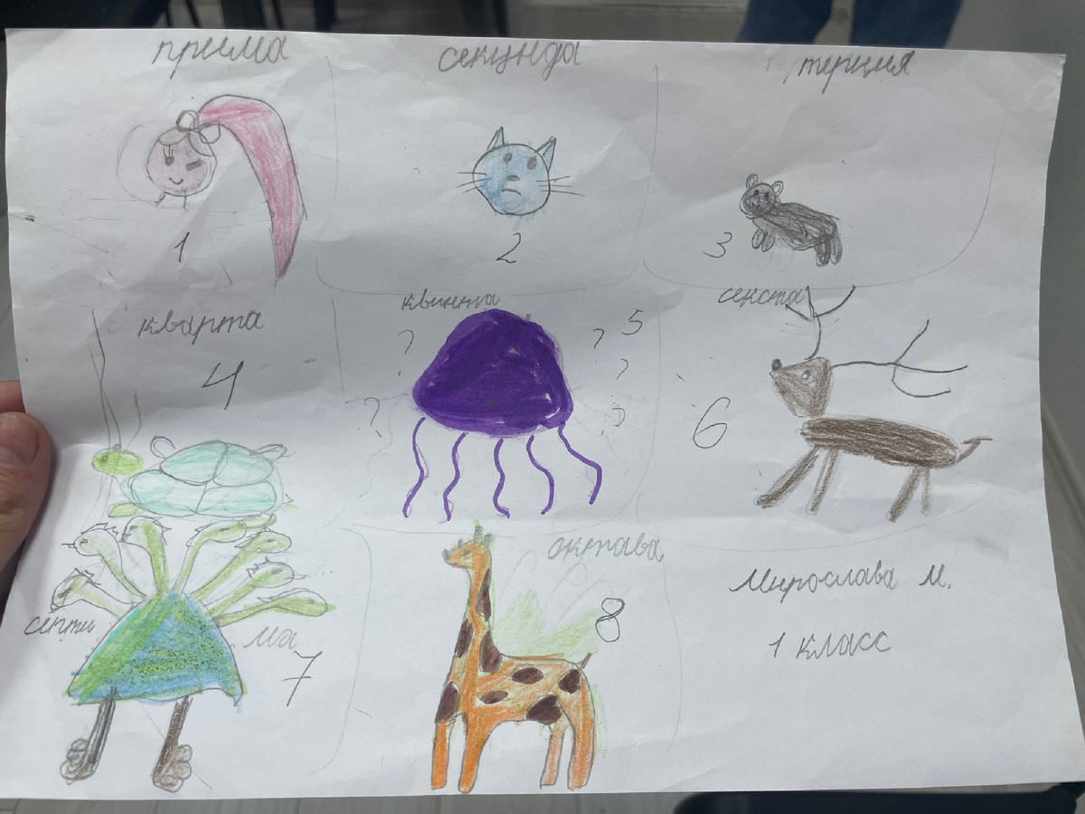 Дети рисуют рисунки интервалов и через это лучше их запоминают