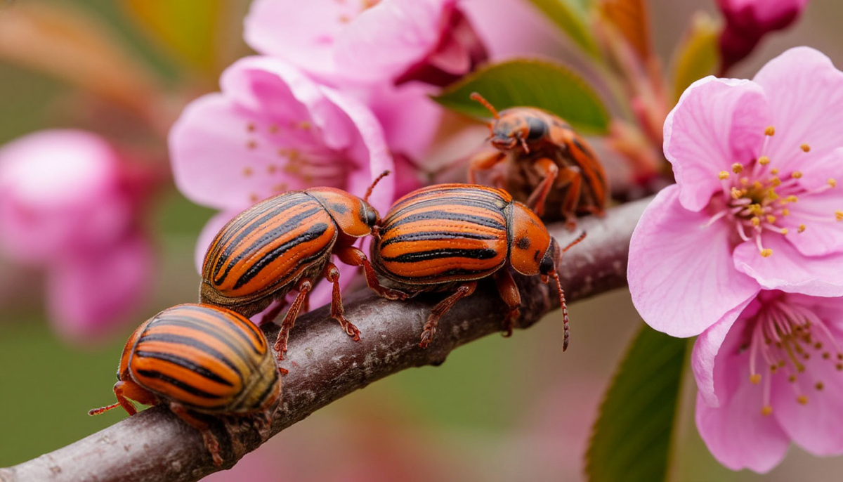 Вот такие у меня ассоциации с дачниками и вишнёвым садом. Первые, как колорадские жуки, ползают, залезают друг на друга, едят и улетают. А местные смотрят на них в лучшем случае с неодобрением и непониманием. Ну а декоративность вишнёвого сада лучше всего представить с помощью цветущей сакуры. "Шедеврум", если что, любит такие странные ассоциации
