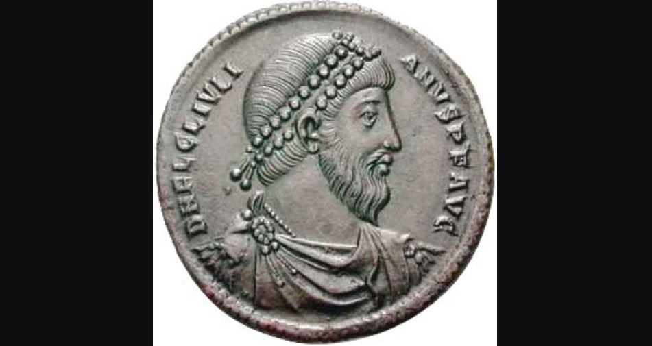 Портрет Юлиана (императора Юлиана) на бронзовой монете из Антиохии, 360-363 гг.