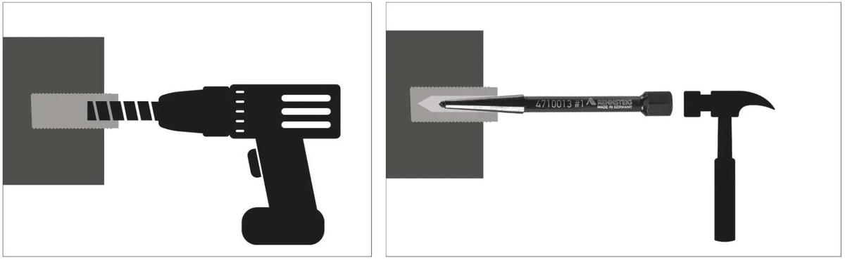 Сверление отверстия и установка экстрактора
