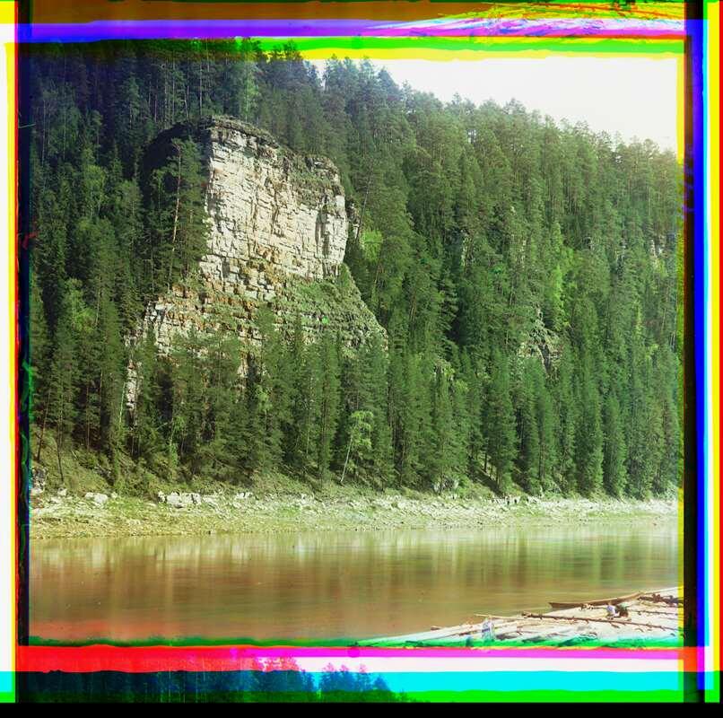    Камень Кирпичный. Река Чусовая, Урал, 1912 г. Из открытого архива Наследие С.М. Прокудина-Горского. stalker