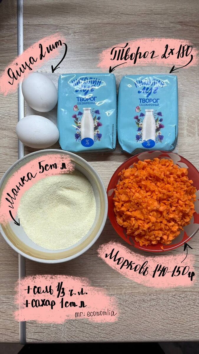 Ингридиенты для запеканки