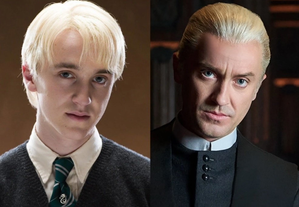 Актер Том Фелтон во время съемок в «Гарри Поттере» и в настоящее время