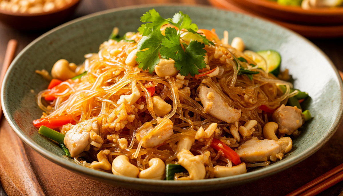 Тайская лапша с курицей и овощами