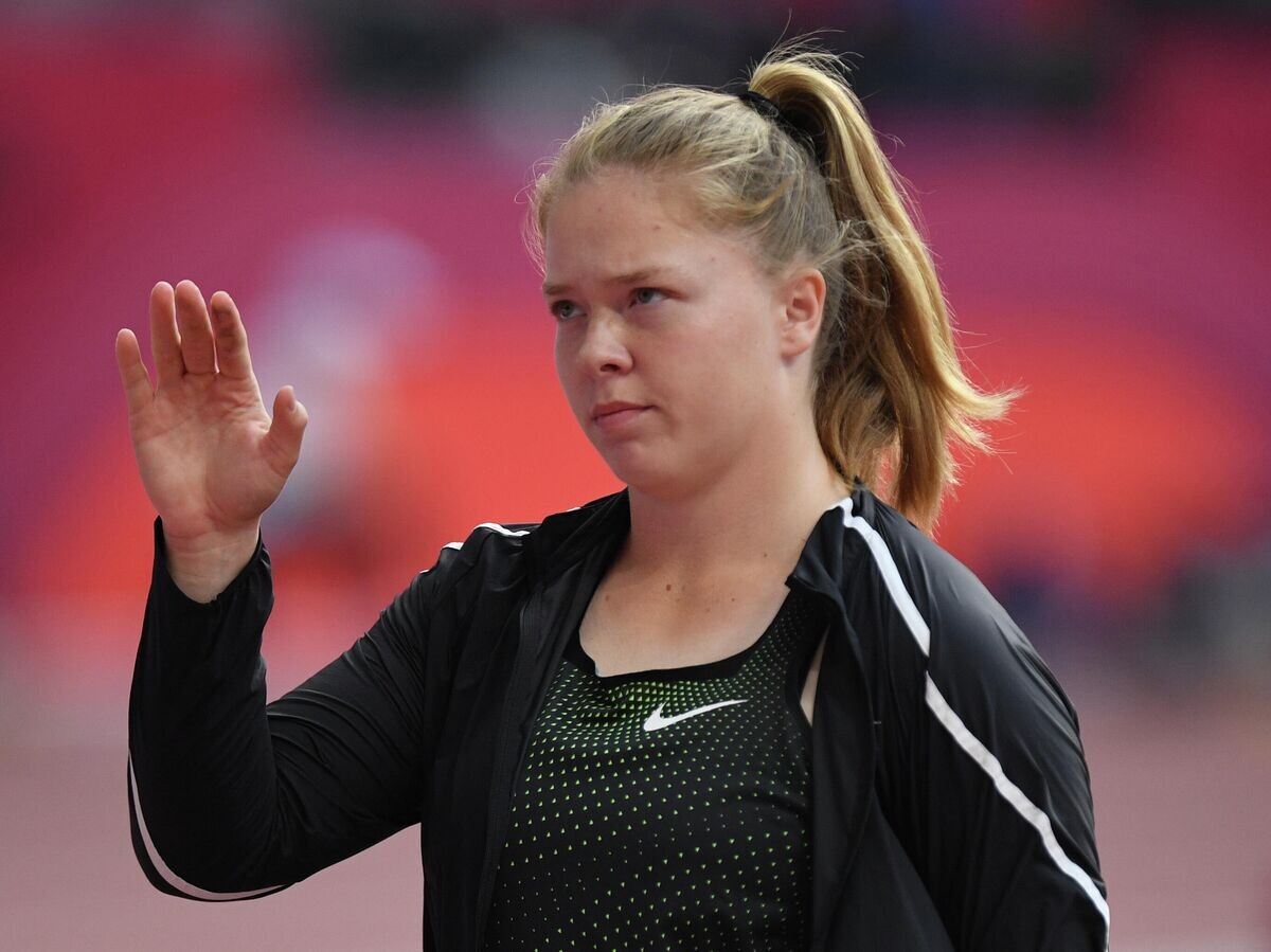    Российская спортсменка Софья Палкина в квалификационных соревнованиях по метанию молота среди женщин на чемпионате мира по легкой атлетике 2019 в Дохе.© РИА Новости / Григорий Сысоев