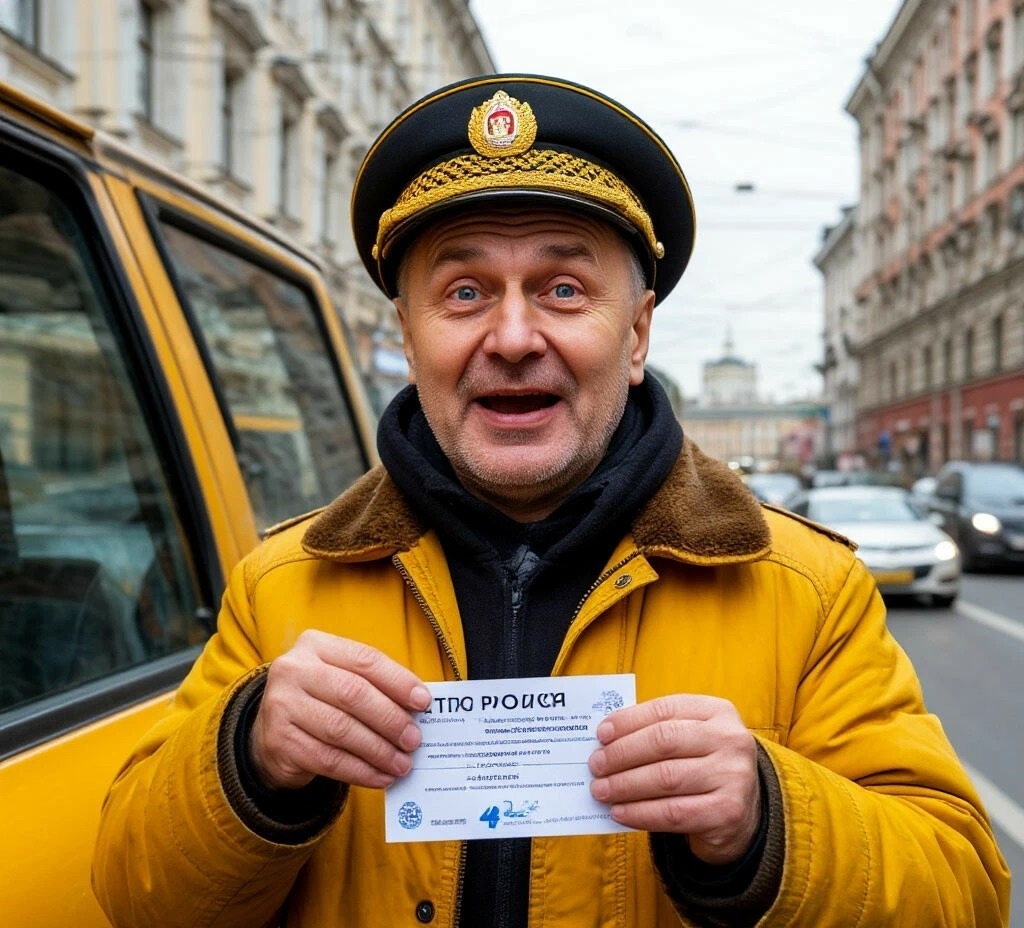 Вот что рисует ИИ по запросу: "Водитель такси держит в руках полис ОСАГО".