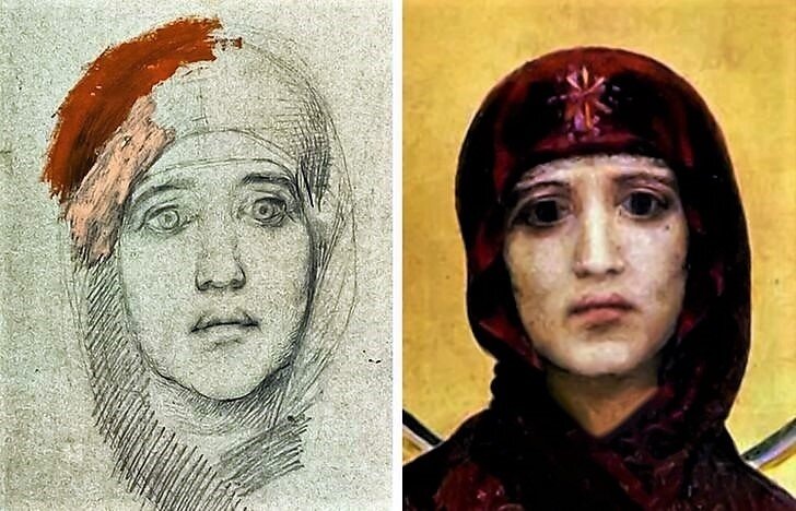 Эмилия Львовна Прахова — жена искусствоведа Адриана Прахова, лицо которой послужило Врубелю моделью для Богородицы в иконе «Богоматерь с младенцем»