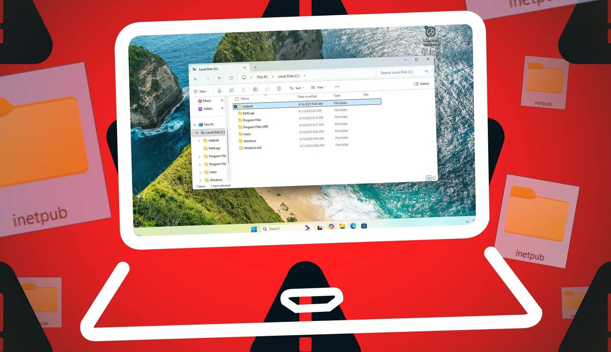 Папка C:\inetpub — это часть механизма защиты Windows от уязвимости / Дзен.Уловка-32 / Изображение из ОИИ