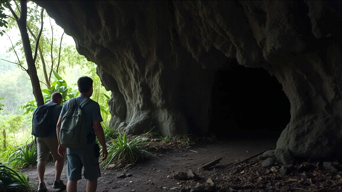 Мы решили остановиться в пещере.