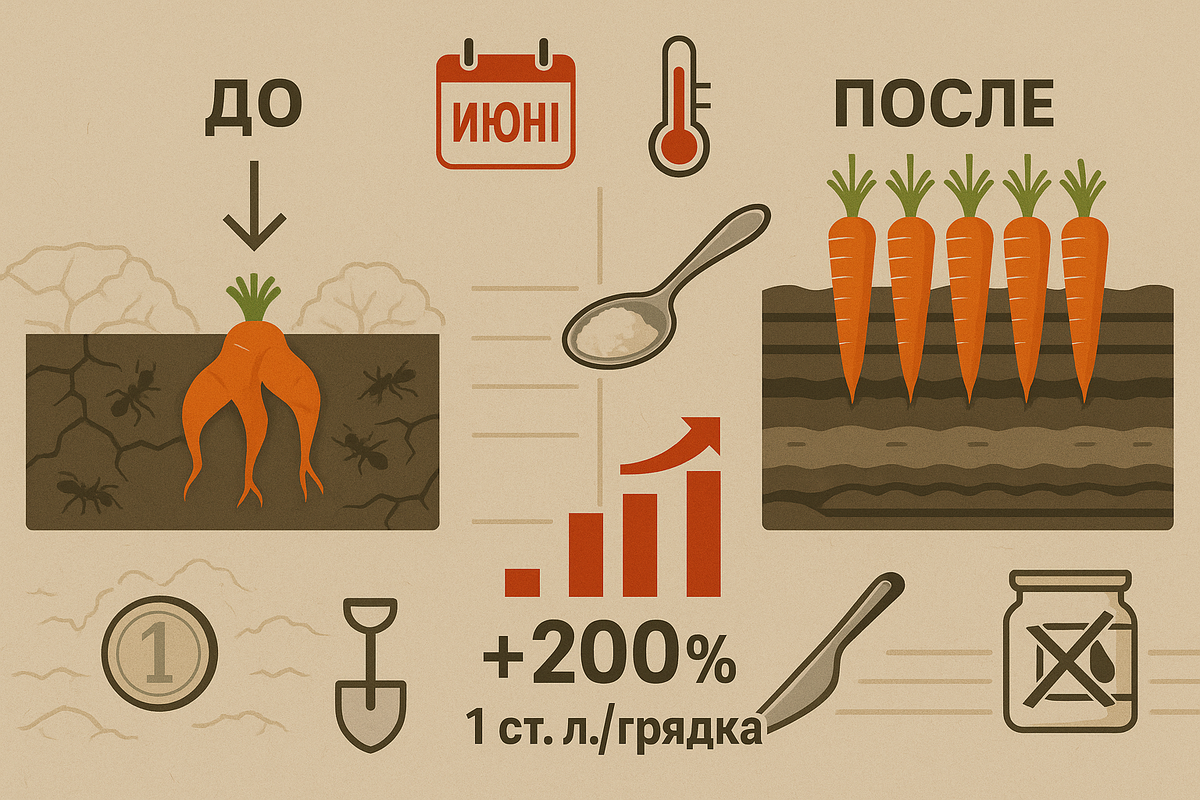 Не удобрения, а соль — и морковь растёт, как по линейке. Проверил за июнь — результат взорвал урожай
