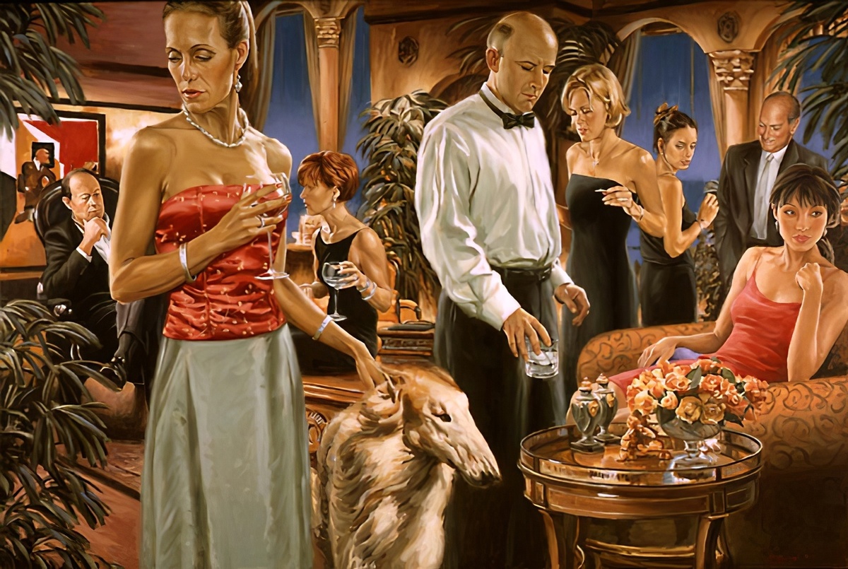 КАРТИНА ИЗ СЕРИИ " СЛАДКАЯ ЖИЗНЬ / "DOLCE VITA" ОТ ХУДОЖНИКА ТЕРРИ РОДЖЕРСА / Terry Rodgers / ( *1947 ) США