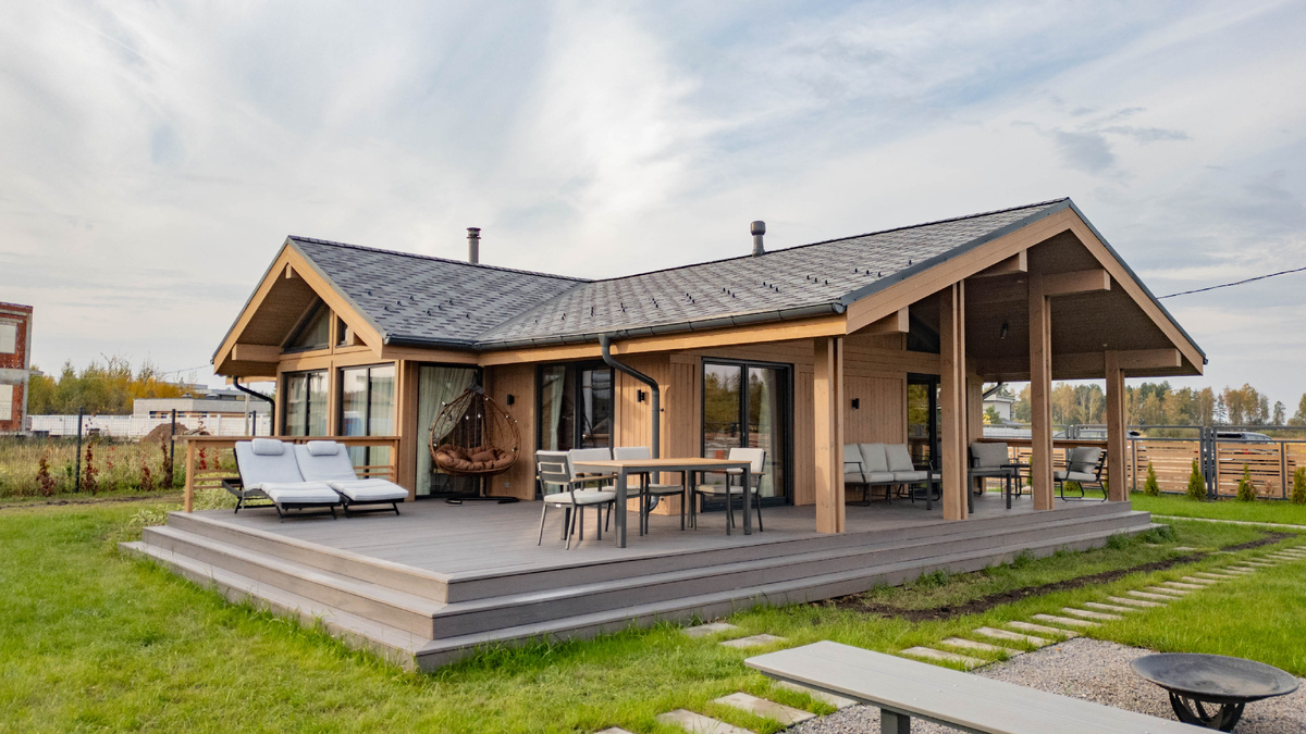 Одноэтажный загородный дом заказчика NATURI по проекту "Норвежский 3"