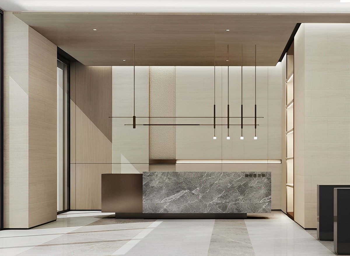 Стойка ресепшн из полноформатной керамики