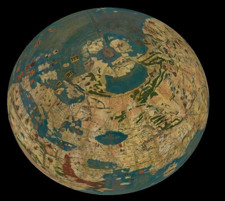 Гиперборея на глобусе Мартина Бехайма 1492 год