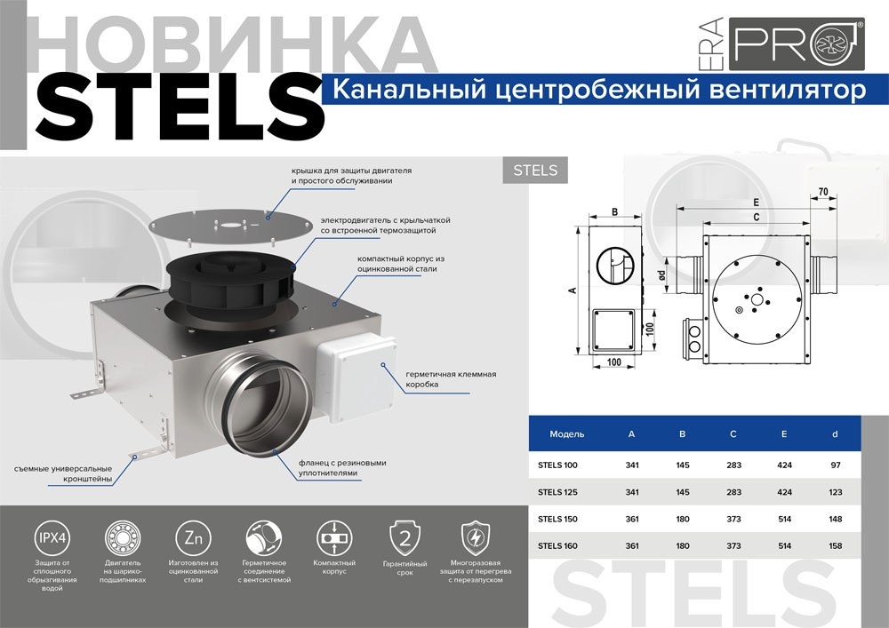 Канальный центробежный вентилятор Stels